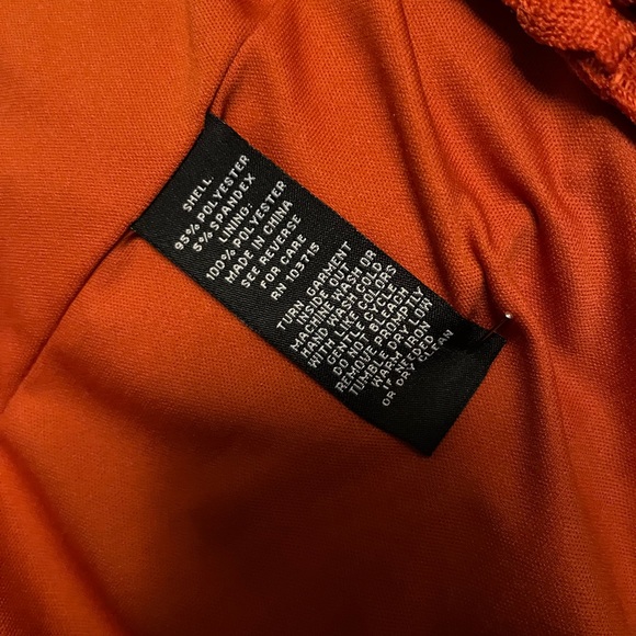 SHARAGANO Delightful dark orange knit short sleeve fit & flare plus midi dress - Picture 10 of 10